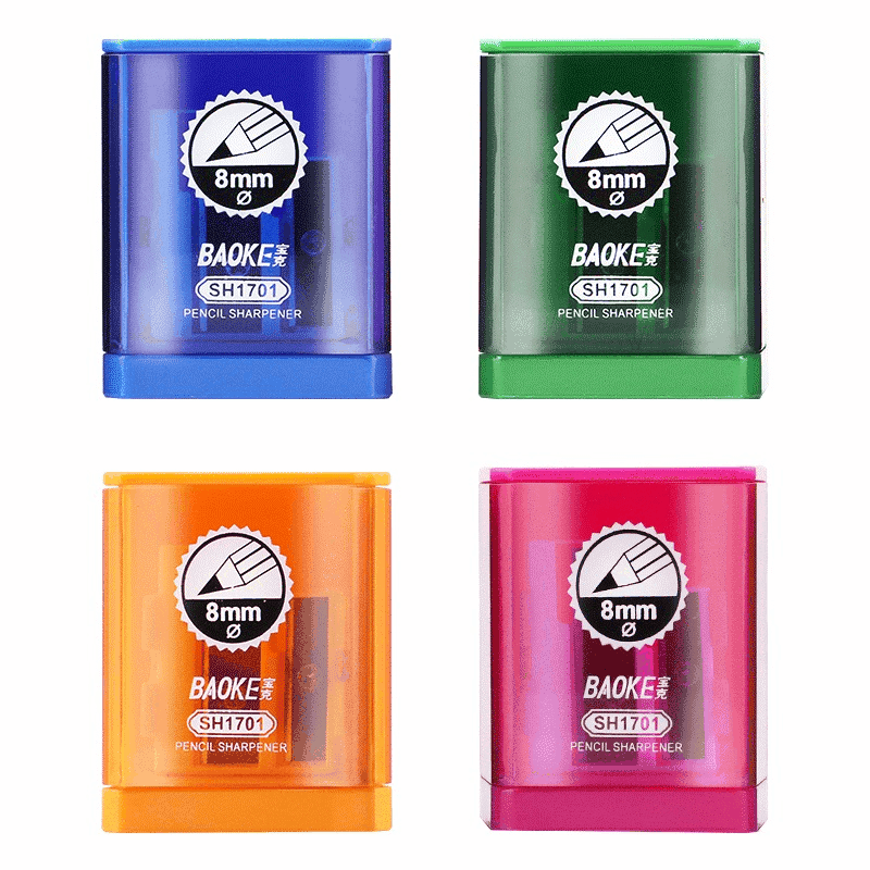 Чинка з контейнером, 2 отвори, пластик, асорті Baoke (SH1701)